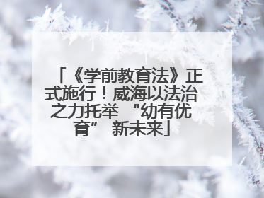 《学前教育法》正式施行！威海以法治之力托举 “幼有优育” 新未来