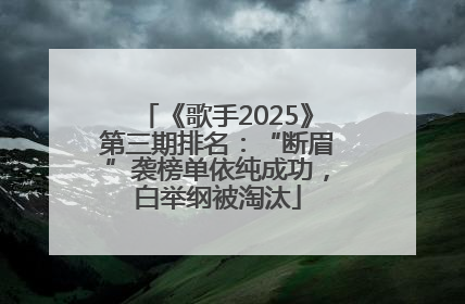 《歌手2025》第三期排名：“断眉”袭榜单依纯成功，白举纲被淘汰