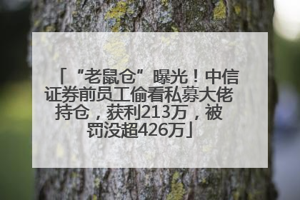 “老鼠仓”曝光！中信证券前员工偷看私募大佬持仓，获利213万，被罚没超426万