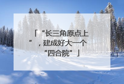 “长三角原点上”，建成好大一个“四合院”