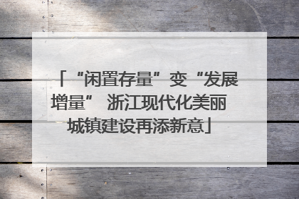 “闲置存量”变“发展增量” 浙江现代化美丽城镇建设再添新意