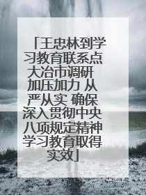 王忠林到学习教育联系点大冶市调研 加压加力 从严从实 确保深入贯彻中央八项规定精神学习教育取得实效