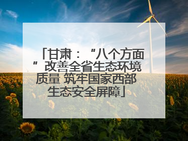 甘肃：“八个方面”改善全省生态环境质量 筑牢国家西部生态安全屏障