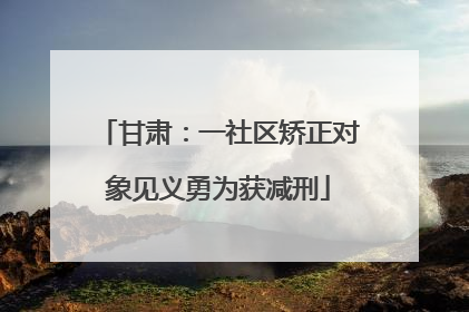 甘肃：一社区矫正对象见义勇为获减刑