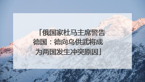 俄国家杜马主席警告德国：德向乌供武将成为两国发生冲突原因
