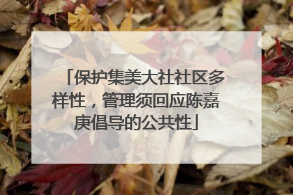 保护集美大社社区多样性，管理须回应陈嘉庚倡导的公共性