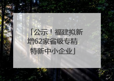 公示！福建拟新增62家省级专精特新中小企业