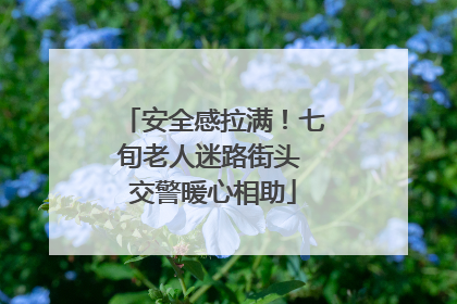 安全感拉满！七旬老人迷路街头 交警暖心相助