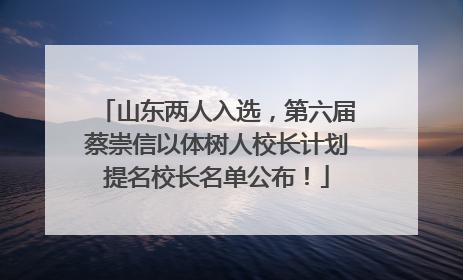山东两人入选，第六届蔡崇信以体树人校长计划提名校长名单公布！