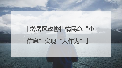 岱岳区政协社情民意“小信息”实现“大作为”