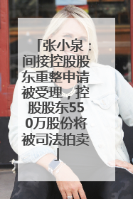 张小泉：间接控股股东重整申请被受理，控股股东550万股份将被司法拍卖