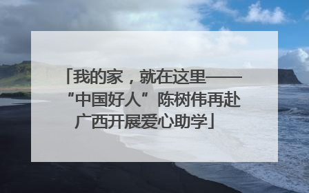 我的家，就在这里——“中国好人”陈树伟再赴广西开展爱心助学
