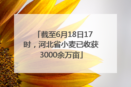 截至6月18日17时，河北省小麦已收获3000余万亩