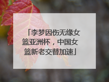 李梦因伤无缘女篮亚洲杯，中国女篮新老交替加速