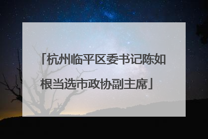 杭州临平区委书记陈如根当选市政协副主席