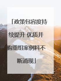 政策包容度持续提升 优质并购重组案例料不断涌现