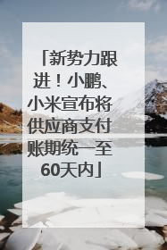 新势力跟进！小鹏、小米宣布将供应商支付账期统一至60天内