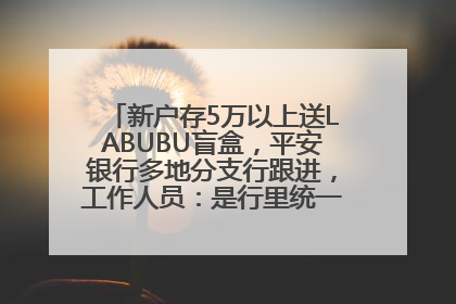 新户存5万以上送LABUBU盲盒，平安银行多地分支行跟进，工作人员：是行里统一的，进货渠道不清楚