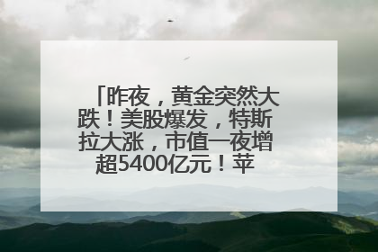 昨夜，黄金突然大跌！美股爆发，特斯拉大涨，市值一夜增超5400亿元！苹果传来大消息