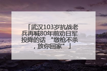武汉103岁抗战老兵再喊80年前劝日军投降的话 “缴枪不杀，放你回家”
