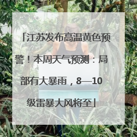 江苏发布高温黄色预警！本周天气预测：局部有大暴雨，8—10级雷暴大风将至