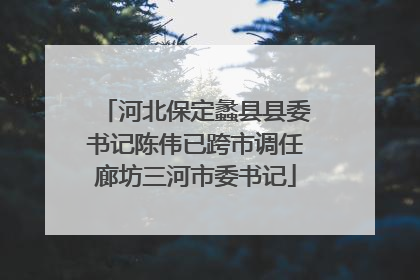 河北保定蠡县县委书记陈伟已跨市调任廊坊三河市委书记