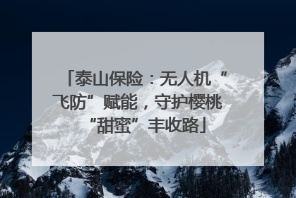 泰山保险：无人机“飞防”赋能，守护樱桃“甜蜜”丰收路