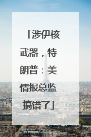 涉伊核武器，特朗普：美情报总监搞错了
