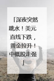 深夜突然跳水！美元直线下跌，黄金拉升！中概股走强
