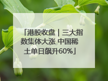港股收盘｜三大指数集体大涨 中国稀土单日飙升60%