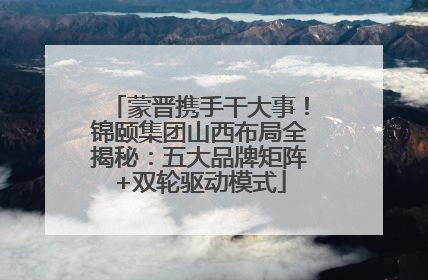 蒙晋携手干大事！锦颐集团山西布局全揭秘：五大品牌矩阵+双轮驱动模式