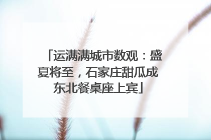 运满满城市数观：盛夏将至，石家庄甜瓜成东北餐桌座上宾