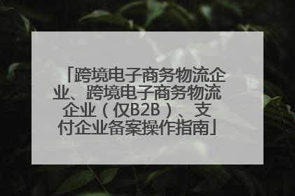 跨境电子商务物流企业、跨境电子商务物流企业（仅B2B）、支付企业备案操作指南