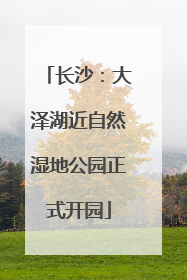 长沙：大泽湖近自然湿地公园正式开园