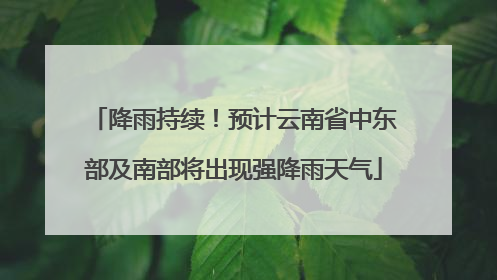 降雨持续！预计云南省中东部及南部将出现强降雨天气