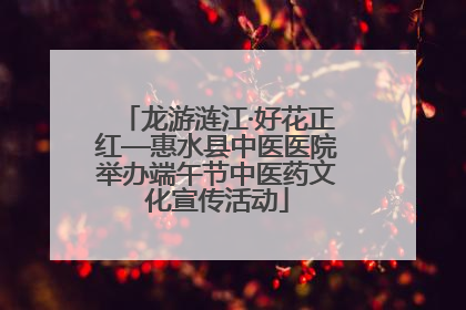 龙游涟江·好花正红—惠水县中医医院举办端午节中医药文化宣传活动