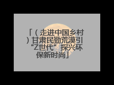 （走进中国乡村）甘肃民勤荒漠引“Z世代”探兴环保新时尚