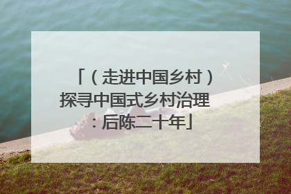 （走进中国乡村）探寻中国式乡村治理：后陈二十年