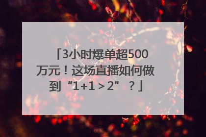 3小时爆单超500万元！这场直播如何做到“1+1＞2”？