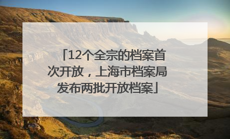 12个全宗的档案首次开放，上海市档案局发布两批开放档案